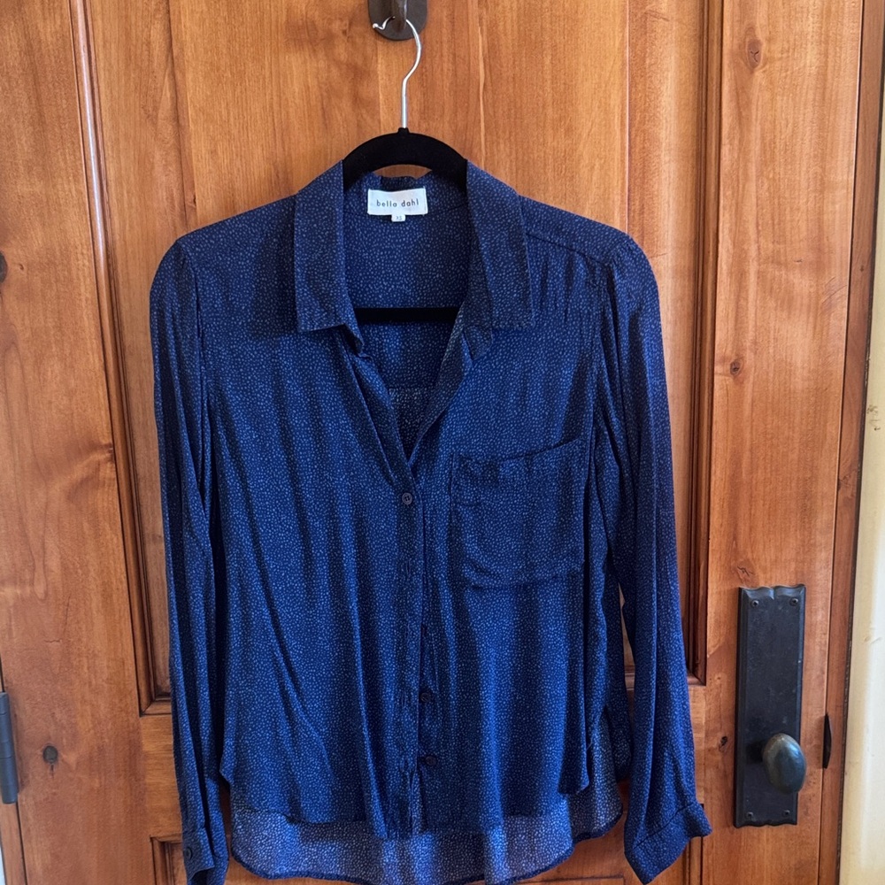 Bella Dahl Navy Microdot Button-Down Blouse
